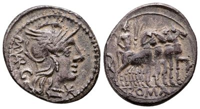 M. Vargunteius, Rome, 130 Bc. Ar Denarius (20 MM, 3.93 G).