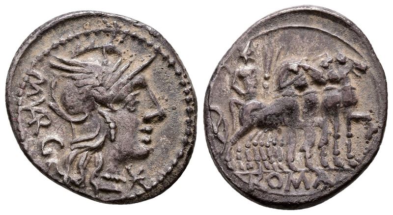 M. Vargunteius, Rome, 130 Bc. Ar Denarius (20 MM, 3.93 G).