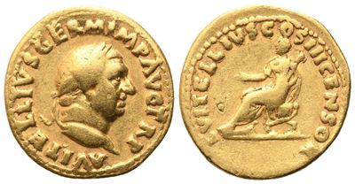 Vitellius (69), Aureus, Rome, April-december 69; Av (7,12 G; 19,6 MM; 6 H)
