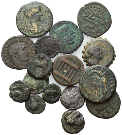 Lot Of 16 Æ Coins To Be Catalogued. Lot Sold As Is, No Returns.