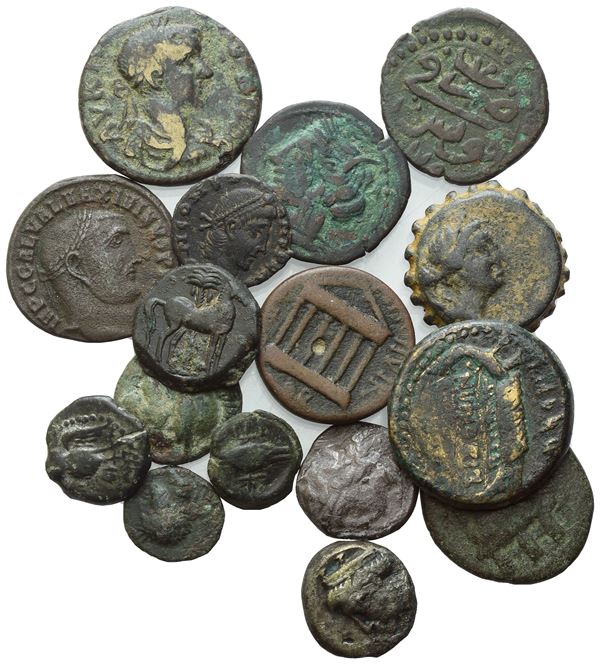  Lot of 16 Æ coins to be catalogued. Lot sold as is, no returns.