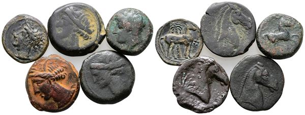 Carthage, lot of 5 Greek Æ coins, to be catalogued. Lot sold as is, no return