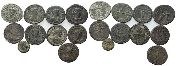  Lot of 10 Roman Æ coins to be catalogued. Lot sold as is, no returns.
