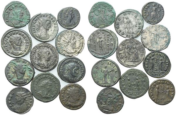  Lot of 11 Roman Æ coins to be catalogued. Lot sold as is, no returns.