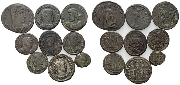  Lot of 9 Roman Æ coins to be catalogued. Lot sold as is, no returns.