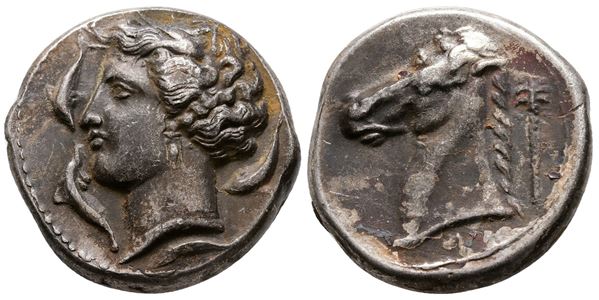 Sicily, Entella. Punic issues, c. 320/15-300 BC. Replica of AR Tetradrachm (25 mm, 17.44 g).