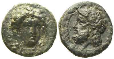 Sicily, Gela (C. 339-310 Bc), Tetras; Æ (2,86 G; 13,8 MM)