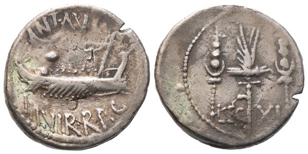 Mark Antony, Denarius, 32-31 BC; AR (3,28 g; 17,4 mm; 7 h)