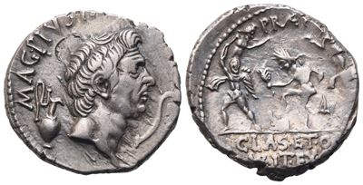 Sextus Pompey, Denarius, 42-40 Bc; Ar (3,82 G; 18,5 MM; 4 H)