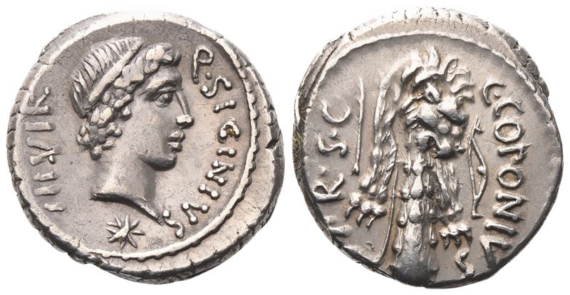 Q. Sicinius, C. Coponius, Denarius, 49 Bc; Ar (3,95 G; 18 MM; 9 H)