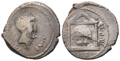 Mark Antony, Denarius, Military Mint Moving With Mark Antony in Greece, 42 Bc; Ar (3,60 G; 18 MM;...