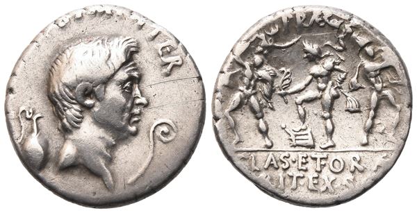 Sextus Pompey, Denarius, 42-40 BC; AR (3,85 g; 17,8 mm; 3 h)
