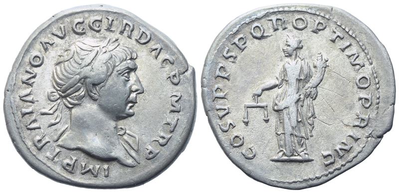 Trajan (98-117), Denarius, Rome, 103-11; Ar (3,26 G; 19,4 MM; 6 H