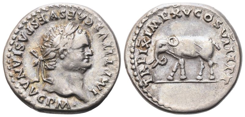 Anonimo, Denario romano di Tito (79–81), Roma, 80 d.C., AR