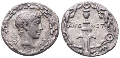 Augustus, Denario romano (AR), zecca orientale incerta, c. 12 a.C.