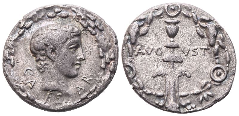 Augustus, Denario romano (AR), zecca orientale incerta, c. 12 a.C.