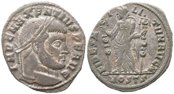 Maxentius (306-312), Follis, Ostia, 309-312; Æ (5,88 g; 25,4 mm; 6 h)