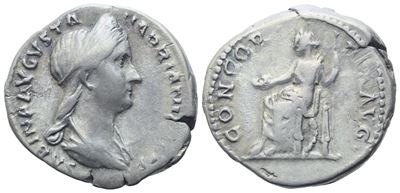 Sabina (128-136/7), Denarius, Rome, 130-133; Ar (3,30 G; 16,8 MM; 6 H)
