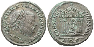 Maximianus (second Reign, 307-308), Follis, Aquileia, 307; Æ (7,07 G; 25 MM; 1 H)