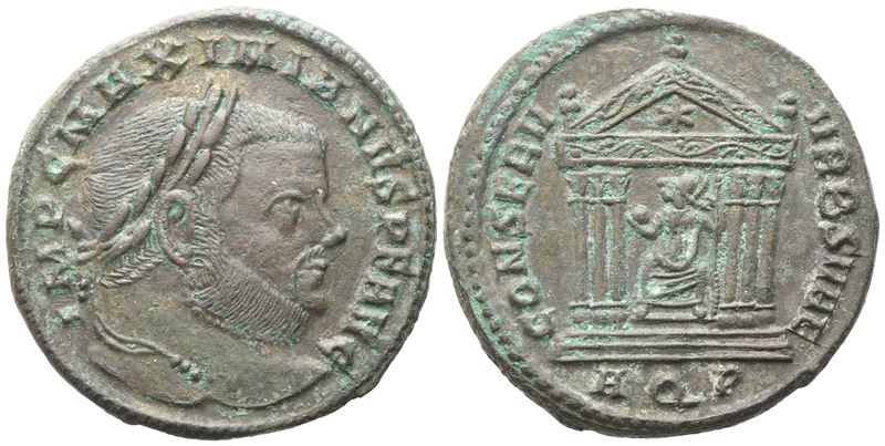 Maximianus (second Reign, 307-308), Follis, Aquileia, 307; Æ (7,07 G; 25 MM; 1 H)