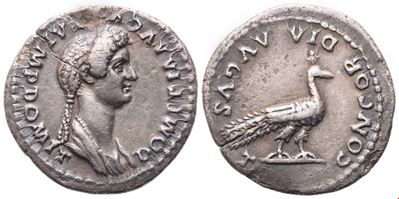 Domitia, Denario coniato sotto Domiziano, Roma, ca. 82 d.C.