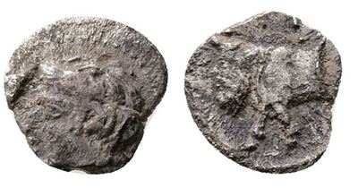 Sicily, Stielane, C. 415-400 Bc. Ar Hemilitron (8mm, 0.32g).