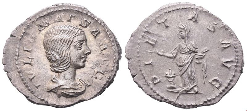 Julia Maesa, Denarius battuto sotto Elagabalus, Roma, 222–224 d.C.
