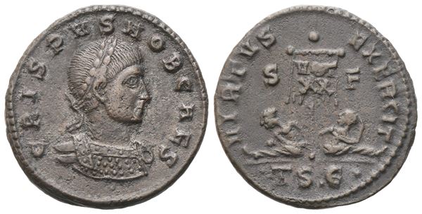 Crispus Caesar (317-326), Follis struck under Constantine I, Thessalonica, 320; Æ (2,74 g; 18,2 mm; 12 h)