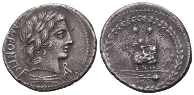 Mn. Fonteius, Denarius, 85 Bc; Ar (3,59 G; 19,6 MM; 11 H)