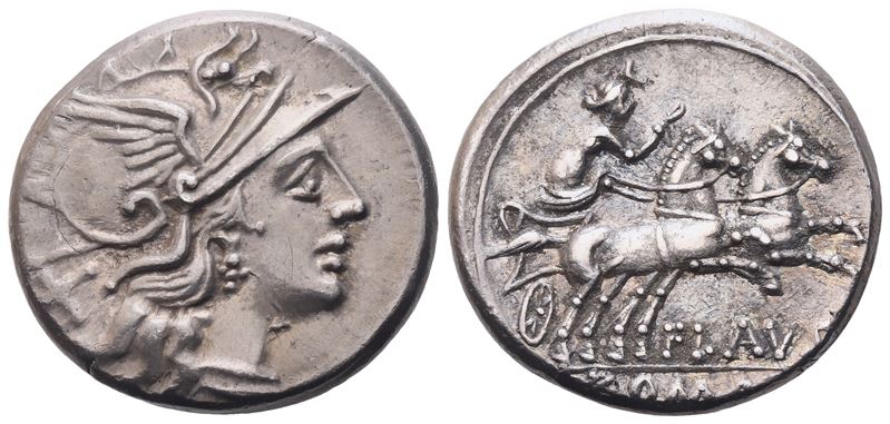 Decimius Flavus, Denarius, 150 BC; AR (4,07 g; 17,5 mm)