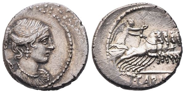 T. Carisius, Denarius, 46 BC; AR (3,85 g; 17,8 mm; 3 h)