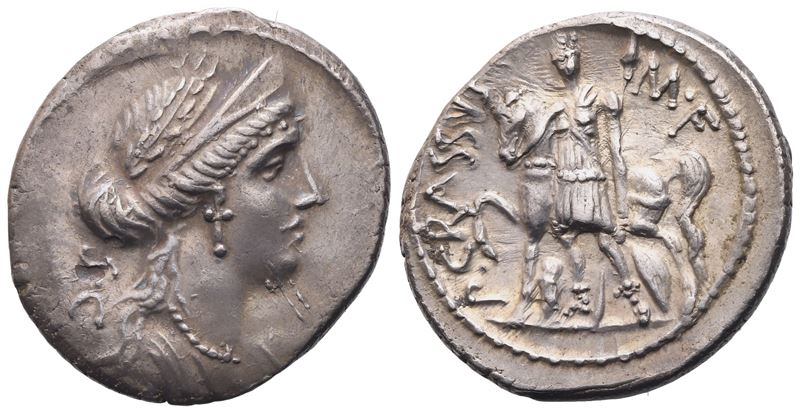 P. Licinius Crassus, Denarius, 55 Bc; Ar (3,58 G; 19 MM; 9 H)