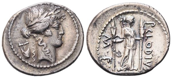 P. Clodius Turrinus, Denarius, Rome, 42 BC; AR (3,62 g; 19,9 mm; 6 h)
