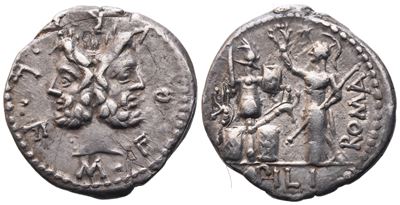 M. Furius Philus, Denarius, Rome, 119 Bc; Ar (3,86 G; 19,6 MM; 6 H)