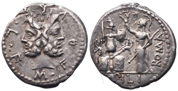M. Furius Philus, Denarius, Rome, 119 BC; AR (3,86 g; 19,6 mm; 6 h)