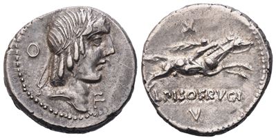 L. Calpurnius Piso Frugi, Denarius, Rome, 90 Bc; Ar (3,83 G; 17,6 MM; 9 H)