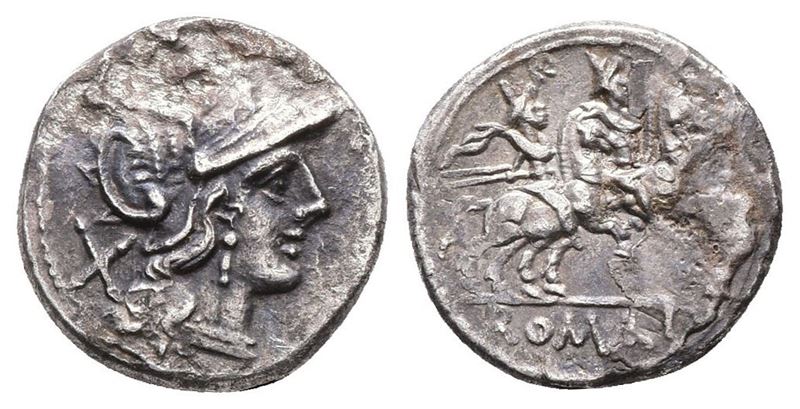 Anonymous, Rome, After 211 Bc. Ar Denarius (18mm, 3.47g).