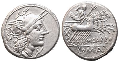 M. Papirius Carbo, Denarius, Rome, 122 Bc; Ar (3,89 G; 18,9 MM; 10 H)