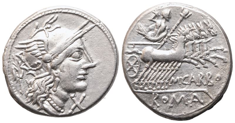 M. Papirius Carbo, Denarius, Rome, 122 Bc; Ar (3,89 G; 18,9 MM; 10 H)