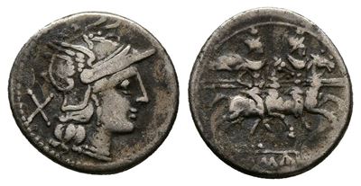 Anonymous, Rome, After 211 Bc. Ar Denarius (18mm, 3.86g).