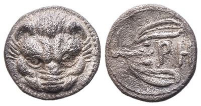 Bruttium, Rhegion, Litra, C. 410-380; Ar (0,76 G; 9,6 MM; 9 H)