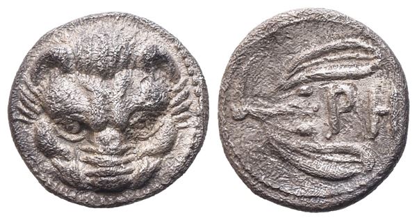 Bruttium, Rhegion, Litra, c. 410-380; AR (0,76 g; 9,6 mm; 9 h)