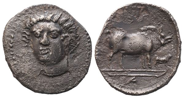 Sicily, Abakainon, Litra, c. 420 – 410 BC; AR (0,69 g; 11,8 mm; 12 h)
