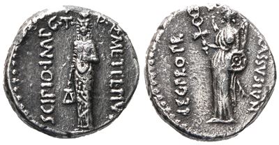 Q. Caecilius Metellus Pius Scipio, Denarius, 47-46 Bc; Ar (3,46 G; 17,8 MM; 11 H)