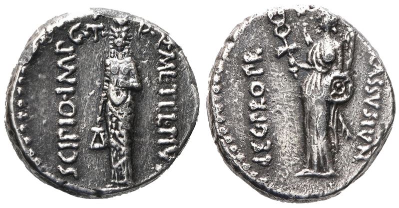 Q. Caecilius Metellus Pius Scipio, Denarius, 47-46 Bc; Ar (3,46 G; 17,8 MM; 11 H)