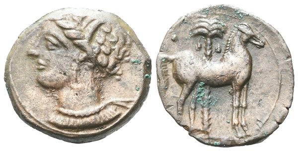 Carthage, c. 400-350 BC. Æ (16 mm, 2.62 g).  - Auction GREEK & ROMAN PROVINCIAL COINS AND NUMISMATIC LITERATURE Including a wide selection of Alexandrian Coins from the Dattari Collection - Bertolami Fine Art - Prague