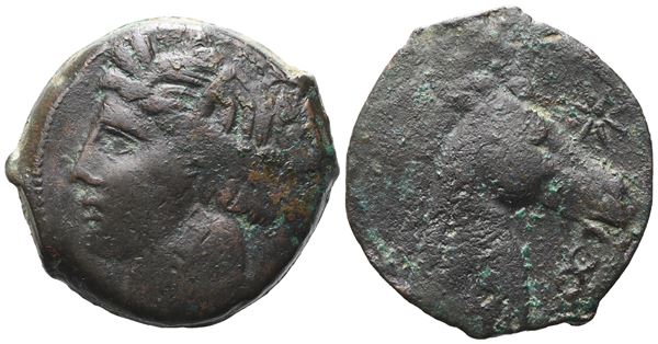 Carthaginian Domain, Sardinia, c. 264-241 BC. Æ Dishekel (28 mm, 15.79 g).