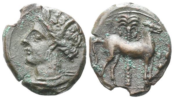 Carthage, c. 400-350 BC. Æ (16 mm, 2.85 g).  - Auction GREEK & ROMAN PROVINCIAL COINS AND NUMISMATIC LITERATURE Including a wide selection of Alexandrian Coins from the Dattari Collection - Bertolami Fine Art - Prague
