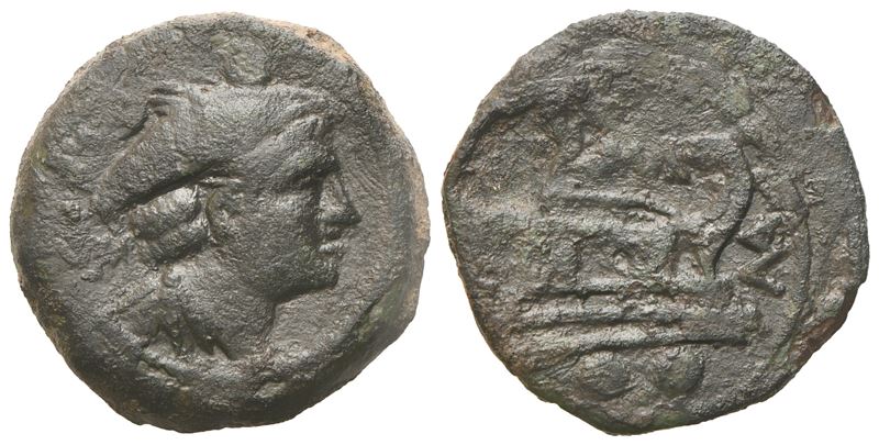 P. Manlius Vulso, Sextans, C. 210 Bc; Æ (5,12 G; 19 MM; 1 H)