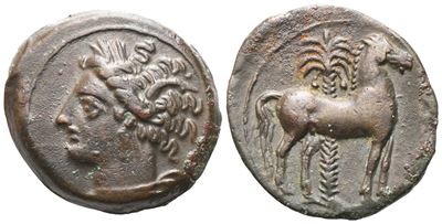Carthage, Bronze, C. 325 – 300 Bc; Æ (3,22 G; 17 MM; 3 H)